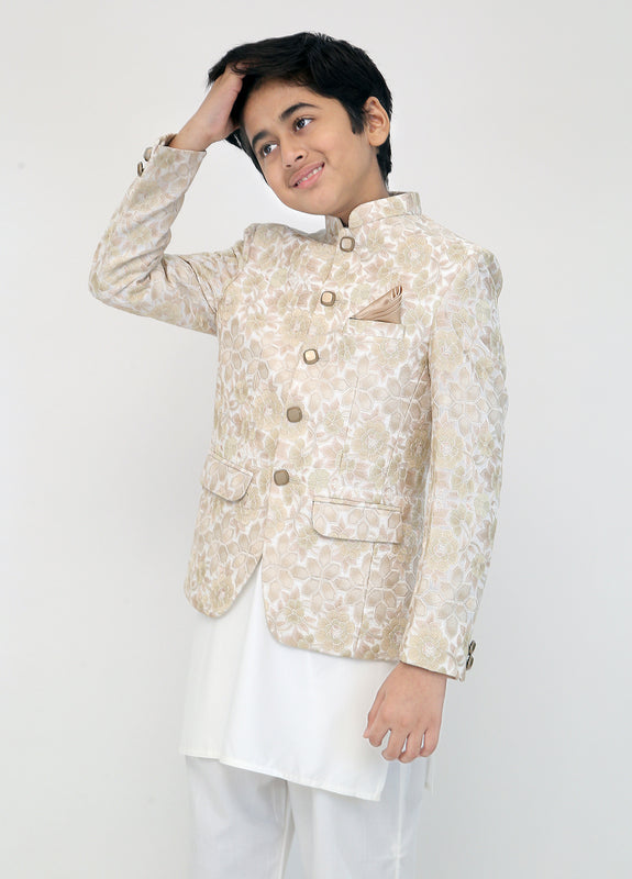 Beige Embroidered Princecoat