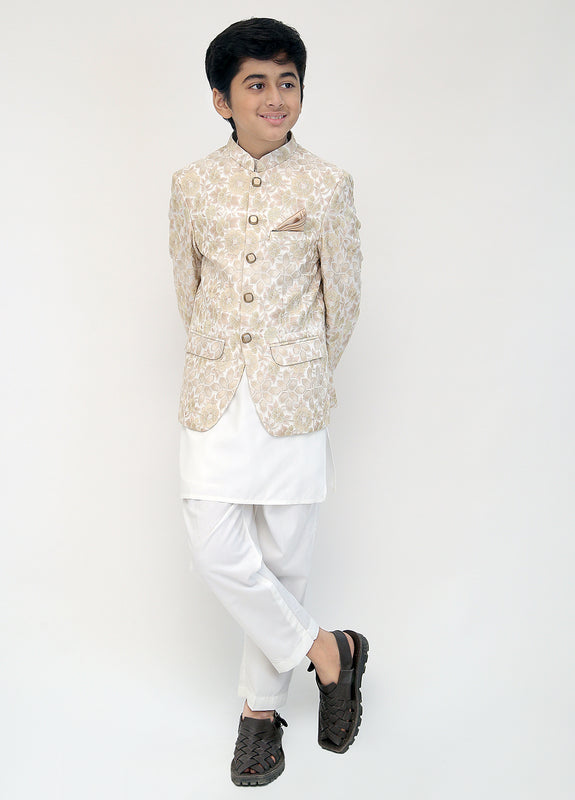 Beige Embroidered Princecoat