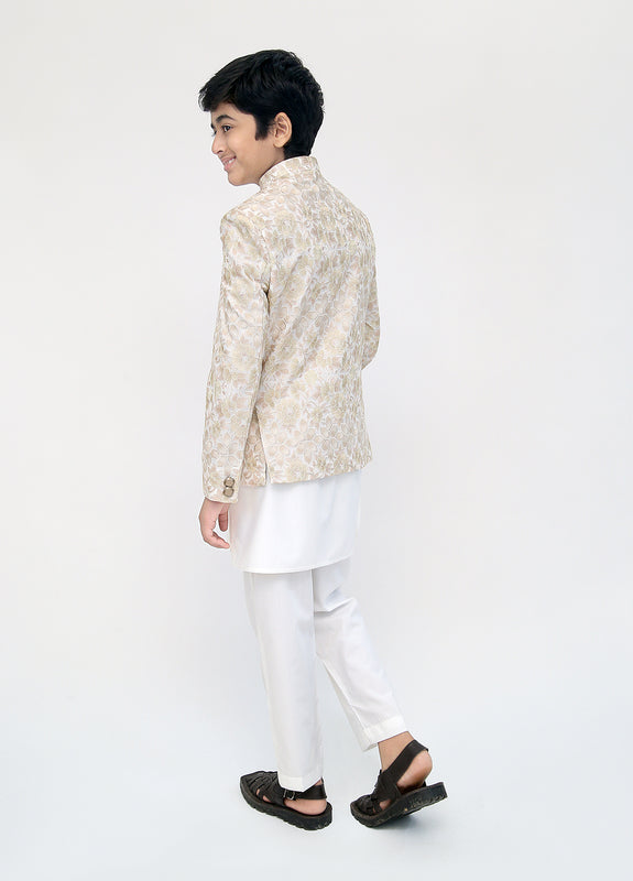 Beige Embroidered Princecoat