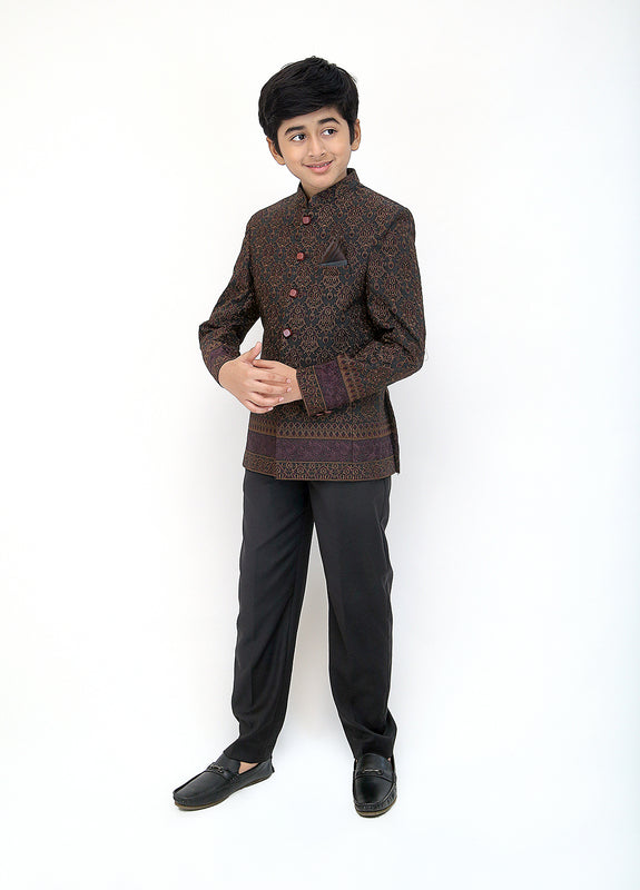 M Brown Embroidered Princecoat