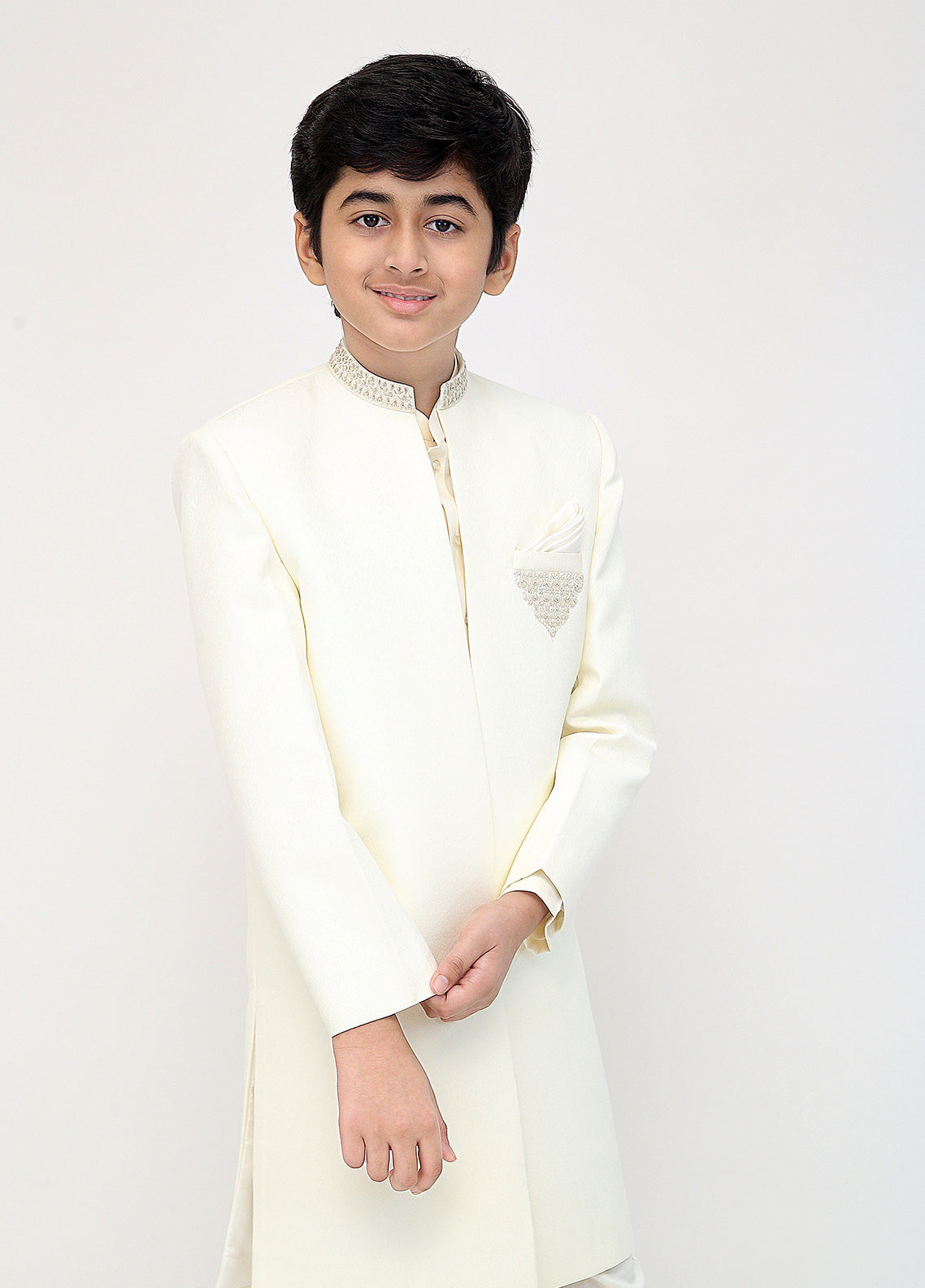 Cream Traditional Sherwani for Kids
