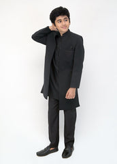 Black Traditional Sherwani for Kids
