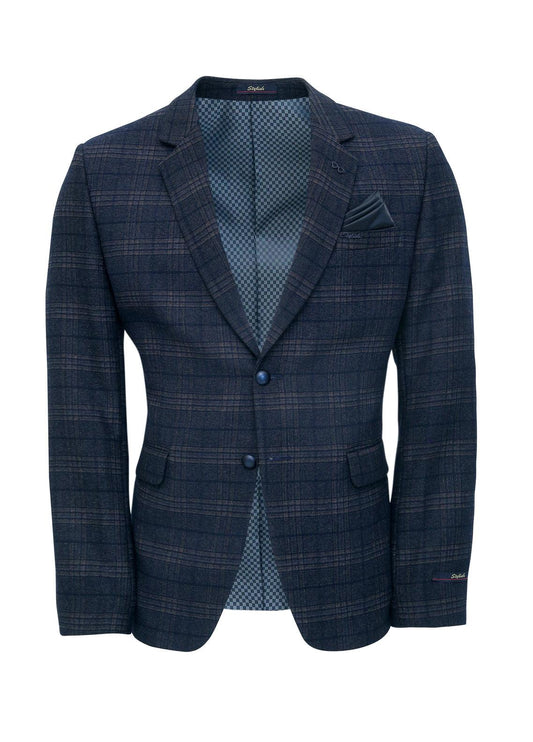 Navy Blue Check Smart Fit Coat