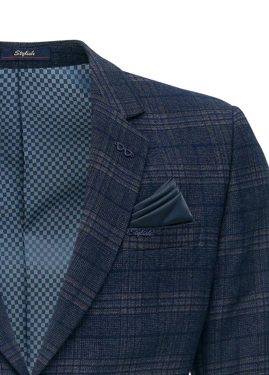 Navy Blue Check Smart Fit Coat