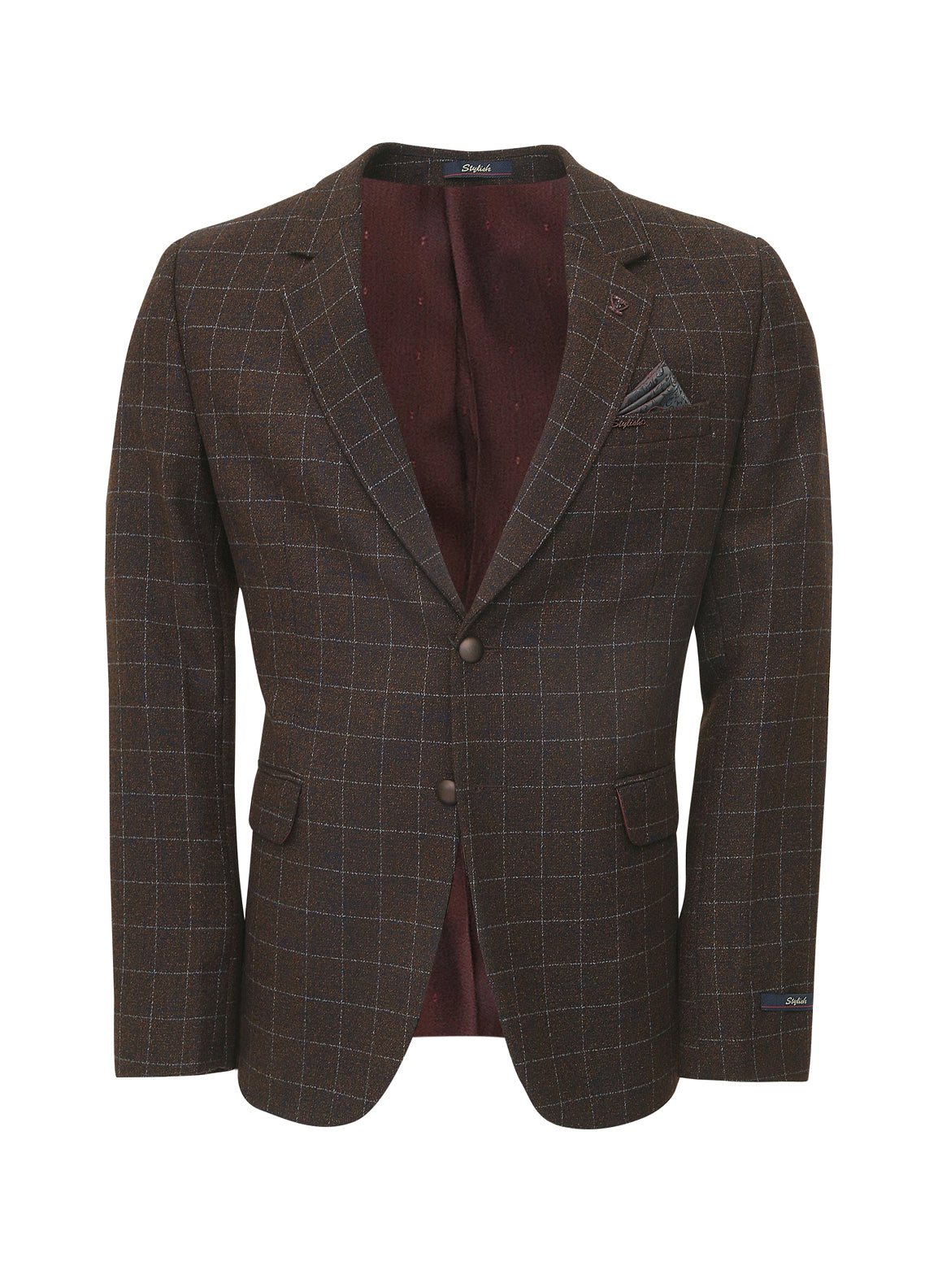 Mehroon Check Smart Fit Coat