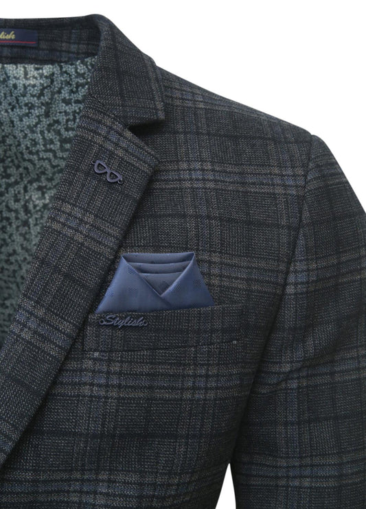 D Grey Check Smart Fit Coat