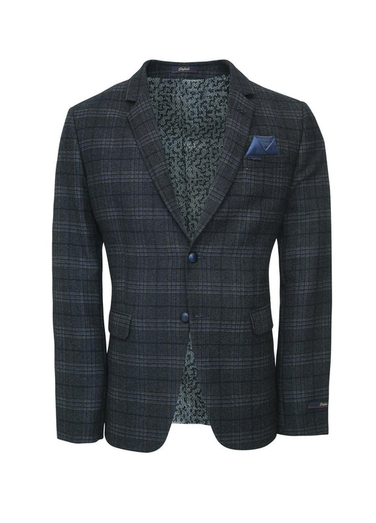 D Grey Check Smart Fit Coat