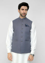 Men Waistcoat Grey Blue