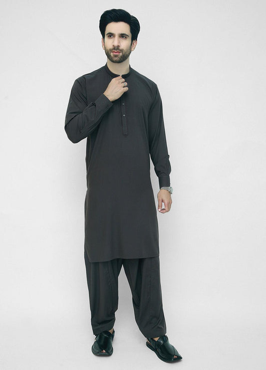 Men's Black Shalwar Kameez Plain