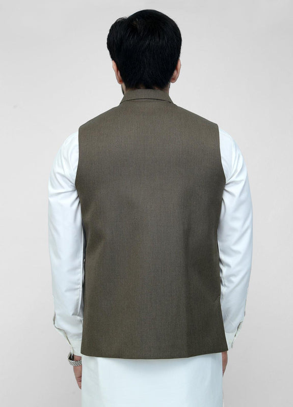 Mehndi Brown Suiting Waistcoat