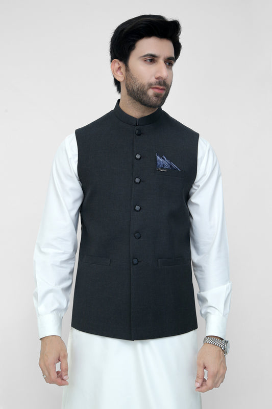 Gray Black Suiting Waistcoat