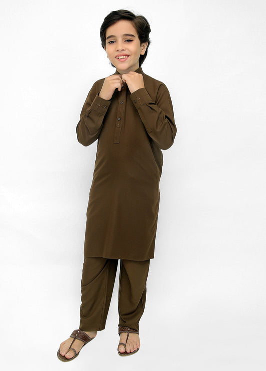 Dark Brown Kurta Pajama For Kids