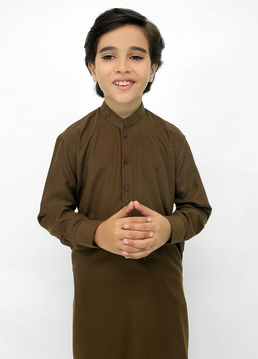 Dark Brown Kurta Pajama For Kids