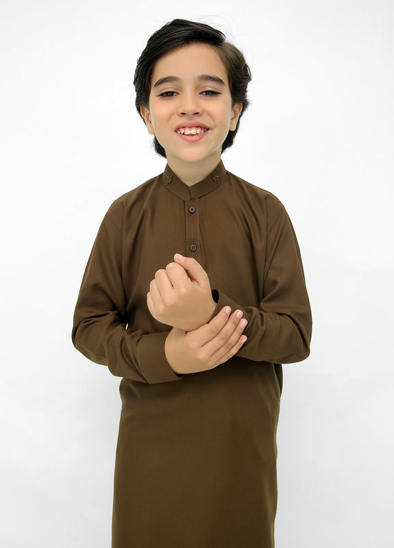 Dark Brown Kurta Pajama For Kids