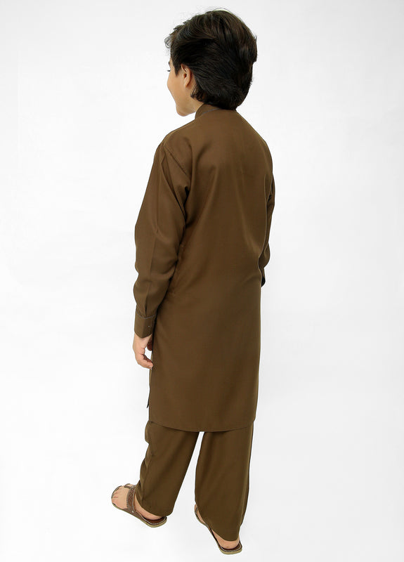 Dark Brown Kurta Pajama For Kids