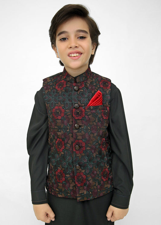 Kids Shalwar Kameez With Multi Waistcoat