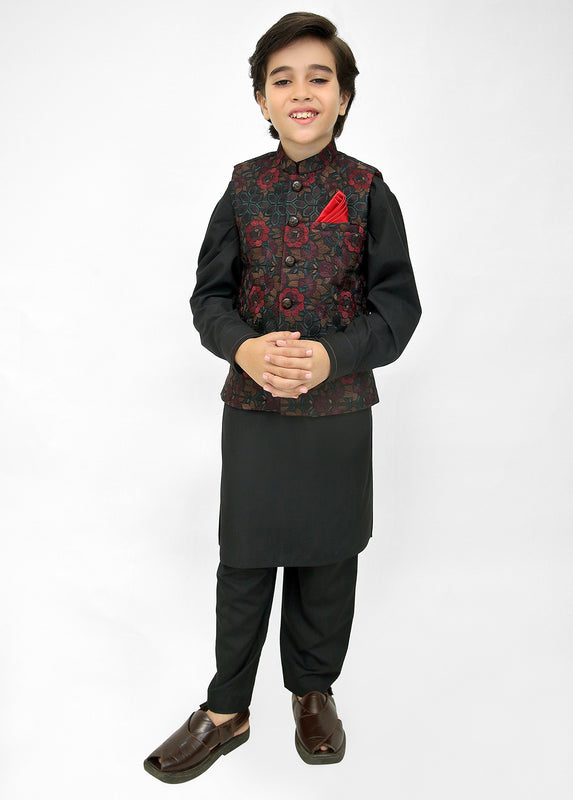 Kids Shalwar Kameez With Multi Waistcoat