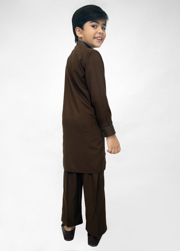 Dark Brown Kurta Pajama For Kids