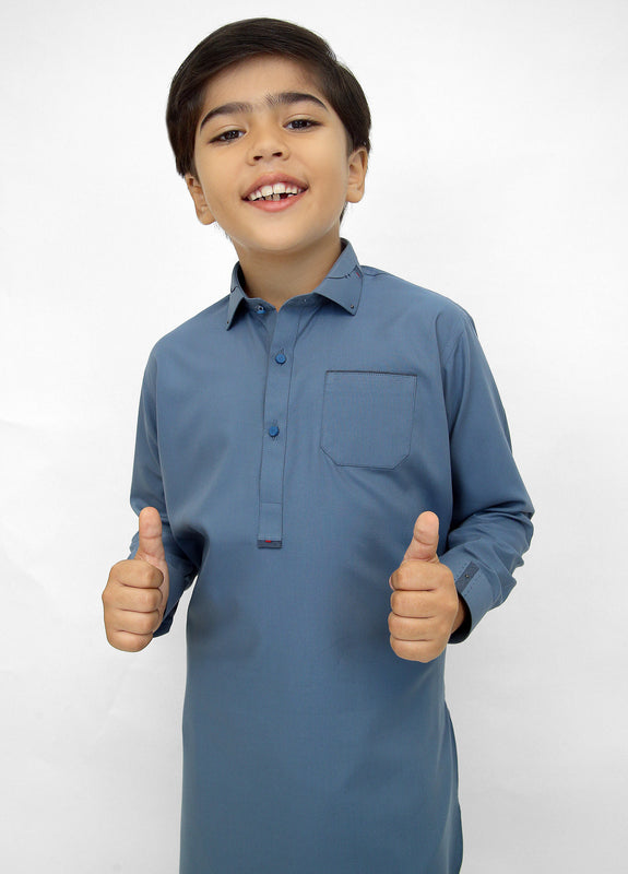 Kashmiri Blue Kurta Pajama For Kids