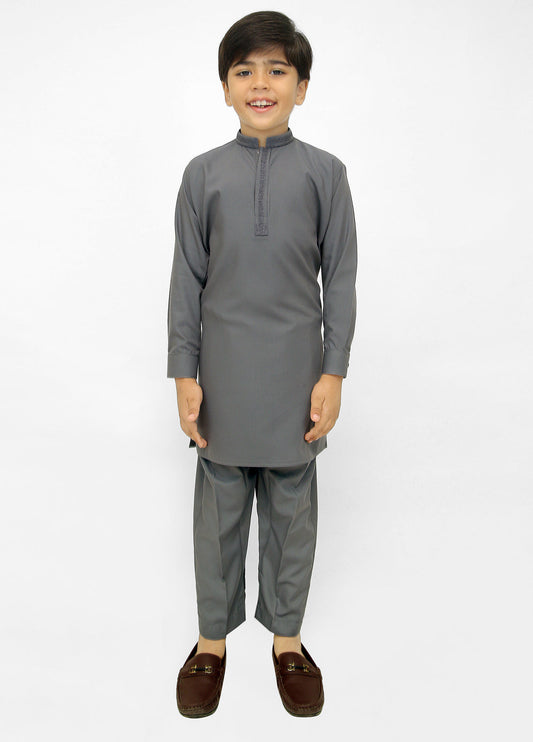 Dark Grey Kurta Pajama For Kids