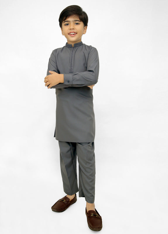 Dark Grey Kurta Pajama For Kids