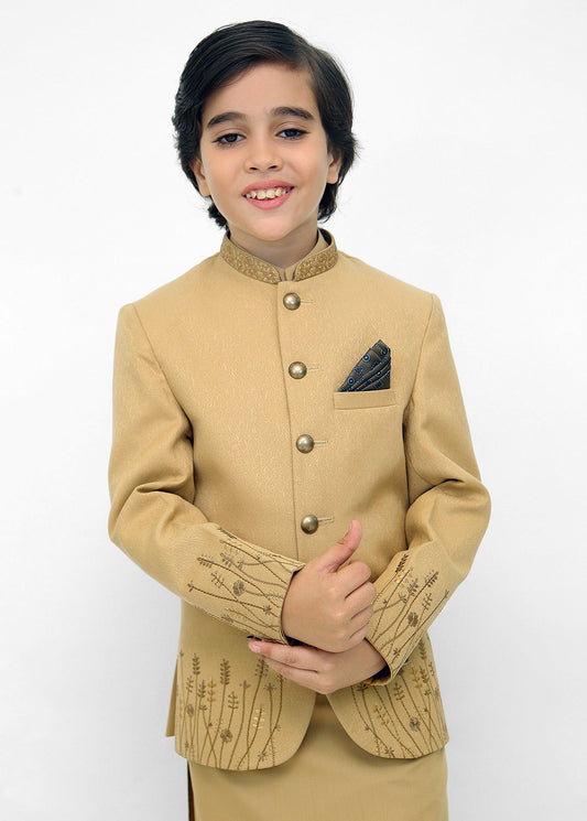 Kids Shalwar Kameez with Golden Prince Coat