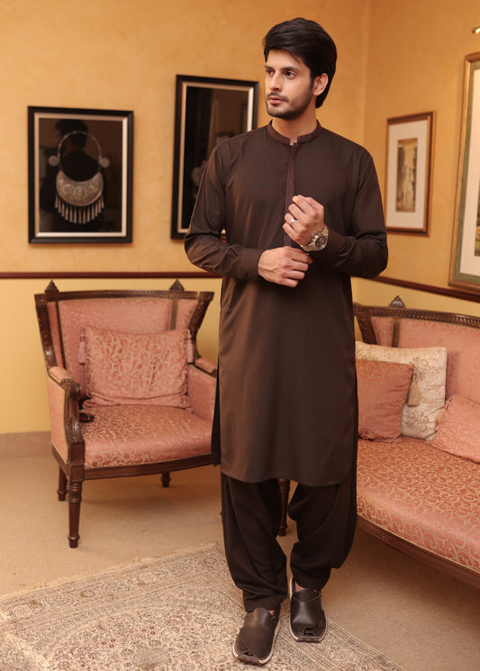 Dark Brown Men Shalwar Kameez