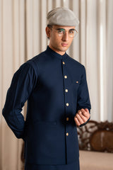 Navy Blue Suiting Waistcoat WS-244-112
