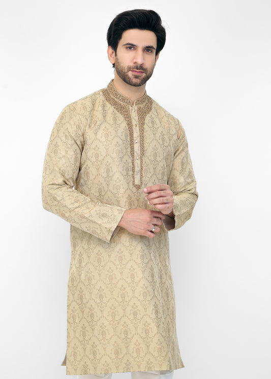 Beige Blended Special Kurta