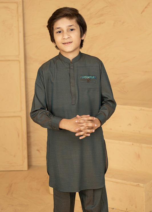 Dark Green Kids Kurta Pajama