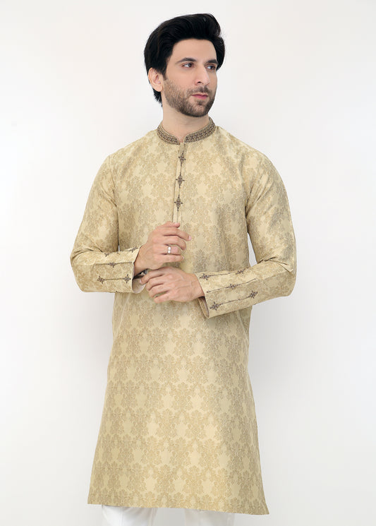 Beige Blended Special Kurta