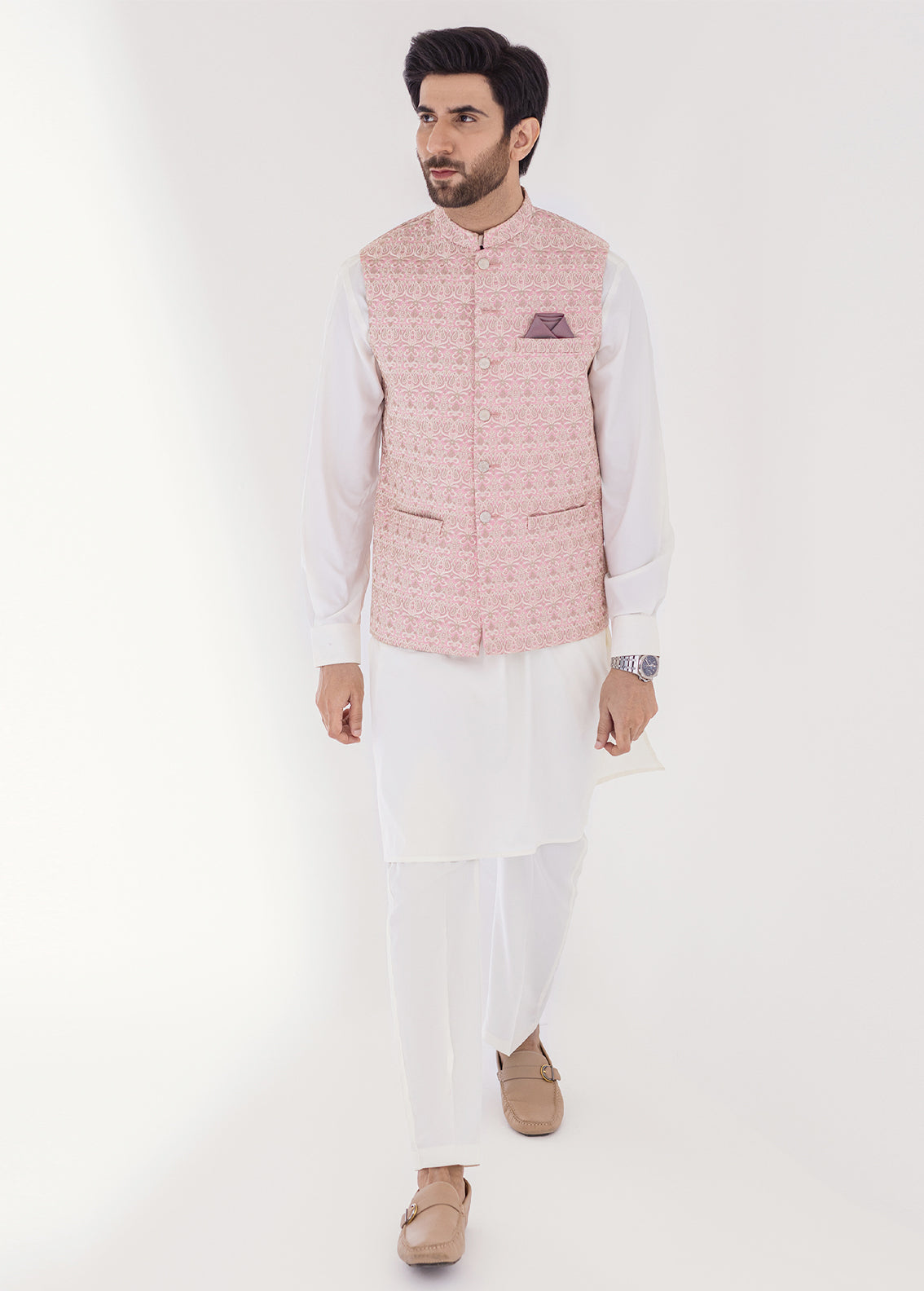 Light Pink Men Waistcoat