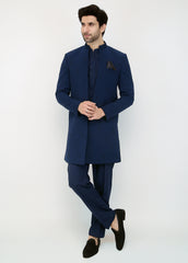 Blue Front Open Sherwani