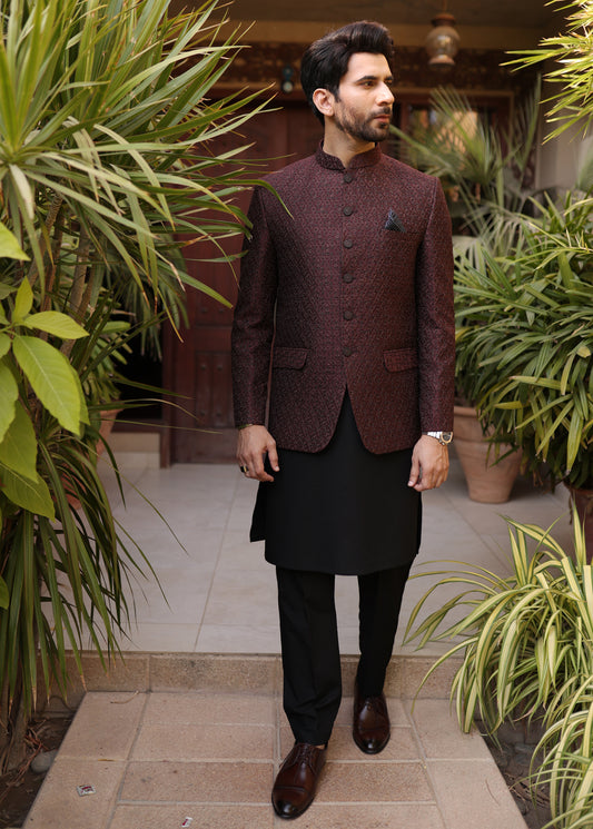 Men Prince Coat - Mehroon