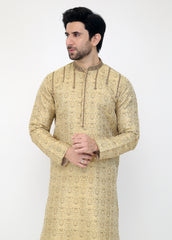 Beige Blended Special Kurta