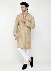 Beige Blended Special Kurta