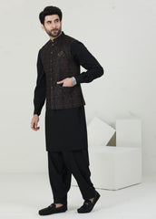 Black With M-Brown Men Waistcoat