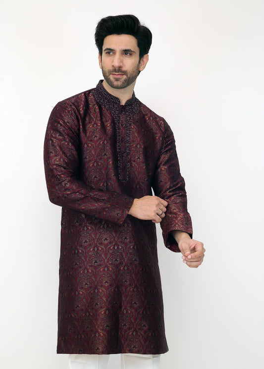 Mehroon Blended Special Kurta