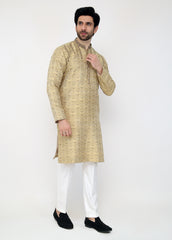 Beige Blended Special Kurta