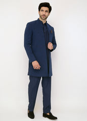 Blue Front Open Sherwani