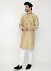 Beige Blended Special Kurta