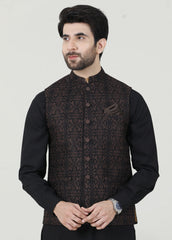 Black With M-Brown Men Waistcoat