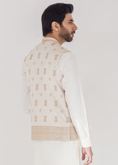 Off White Full Embroidered Waistcoat