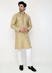 Beige Blended Special Kurta