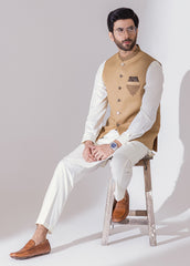 Golden Hand Embroidered Waistcoat