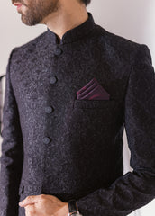 Embroidered Men Maysori Black Prince Coat