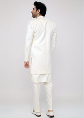 Off-White Embroidery Front Open Sherwani