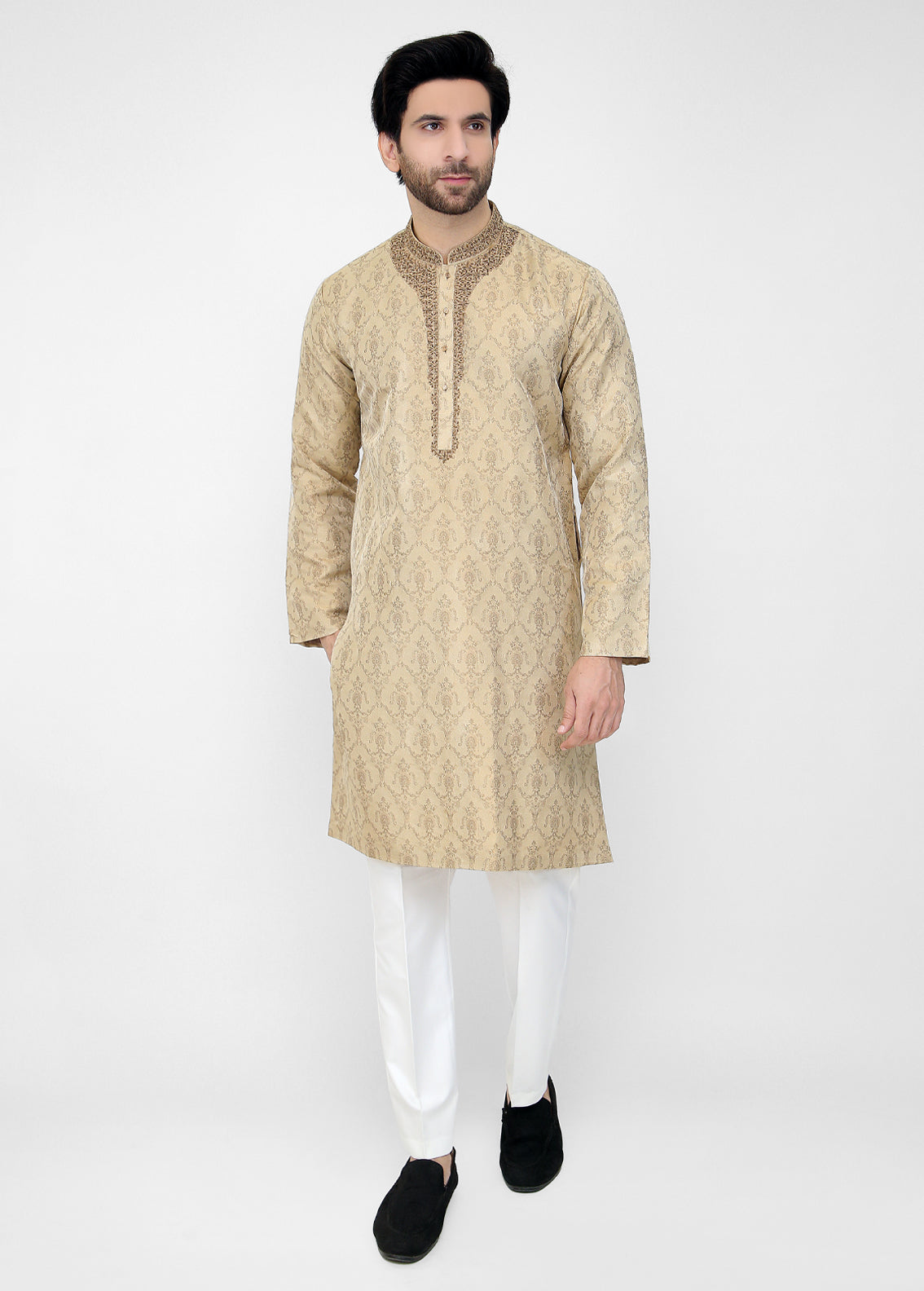 Beige Blended Special Kurta