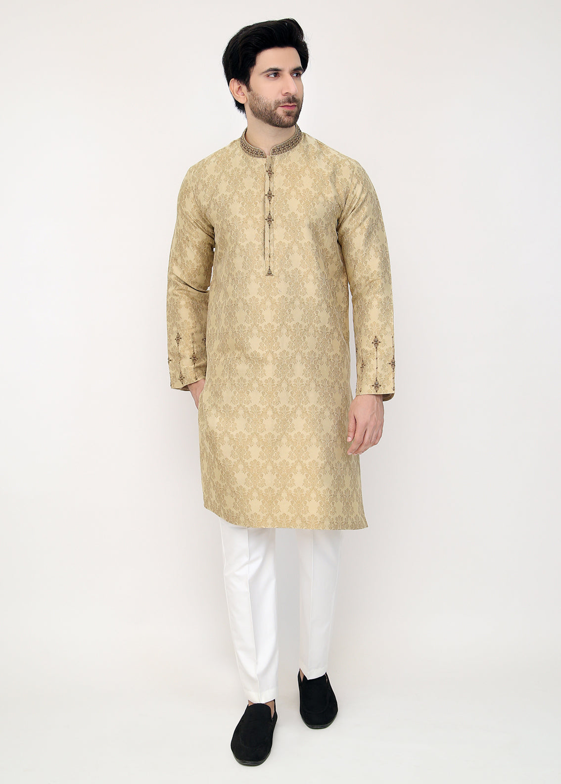 Beige Blended Special Kurta