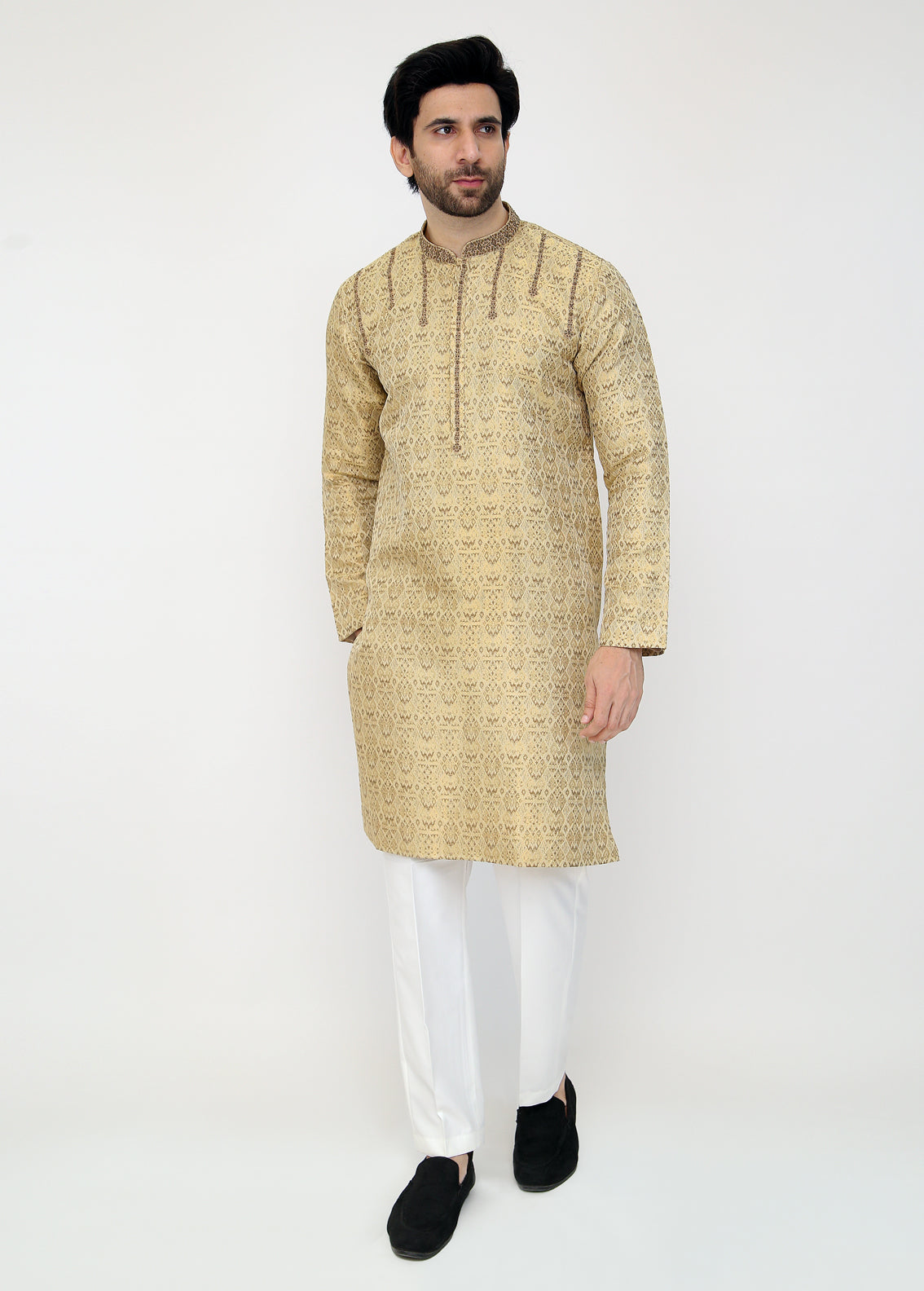 Beige Blended Special Kurta